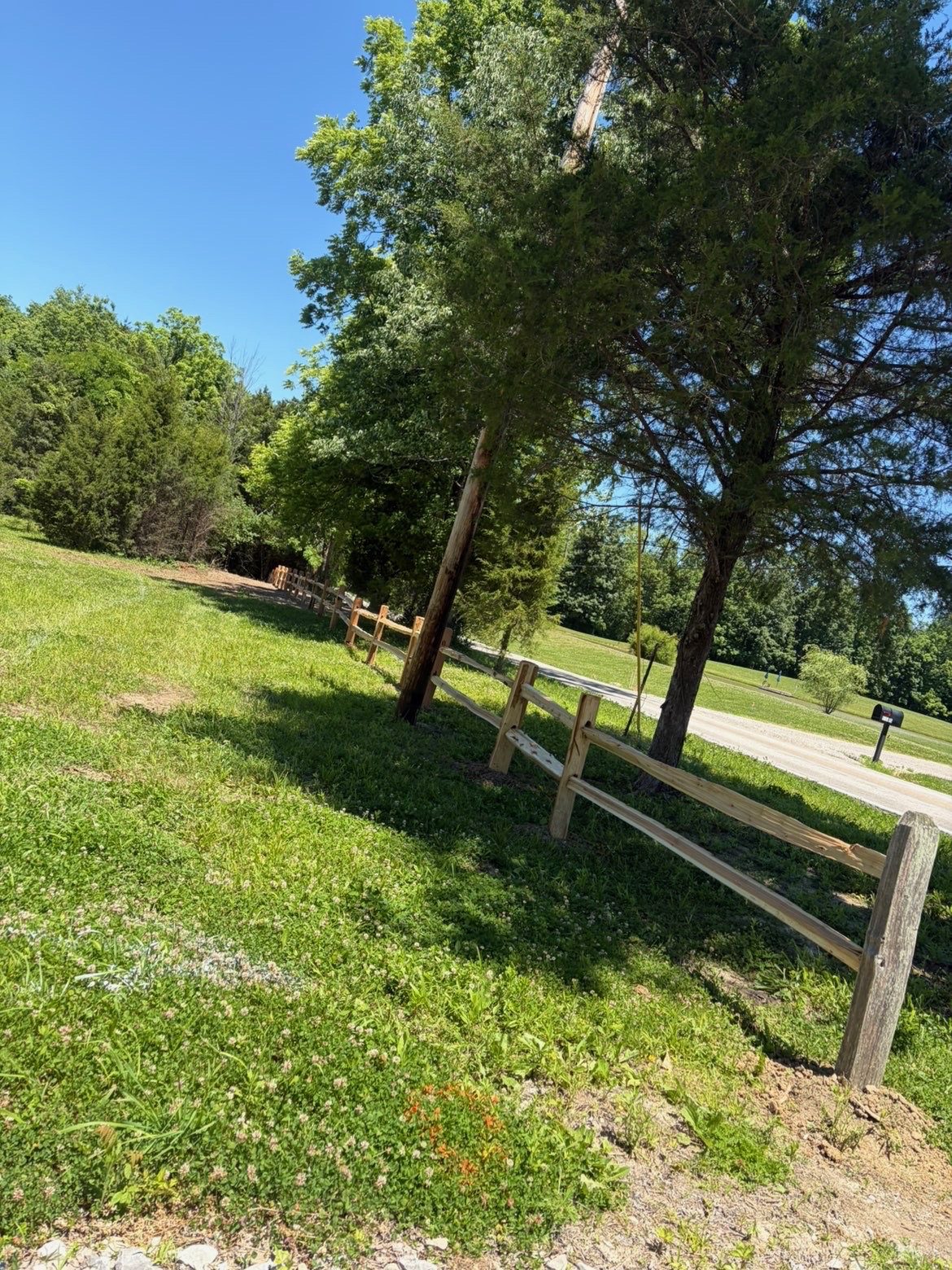Completed split rail fence installation